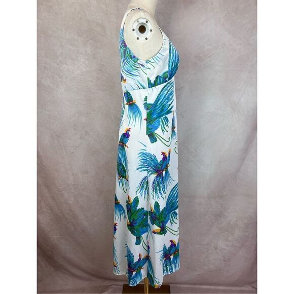 Vintage Mod 1970s Birds-of-Paradise Maxi Abstract Dress - Picture 4 of 6
